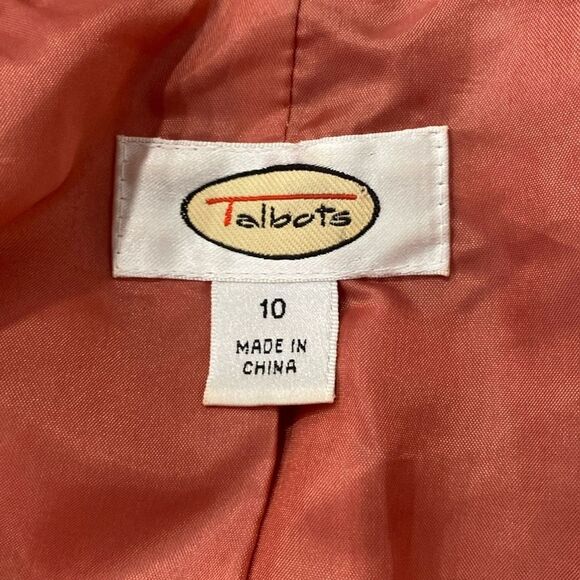 VTG TALBOTS Y2K 10 Orange Silk Wool Blazer Office Corp Core Academia Career Fall - Picture 10 of 16